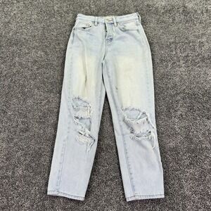 Melville Jeans Womens 24x24 Blue Cropped Distressed Light Wash Denim Casual